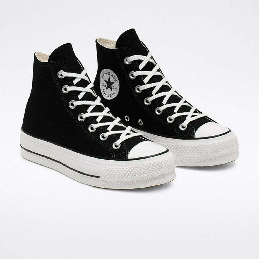 New Converse Canvas Black Platform CTAS Sneakers - Picture 3 of 6